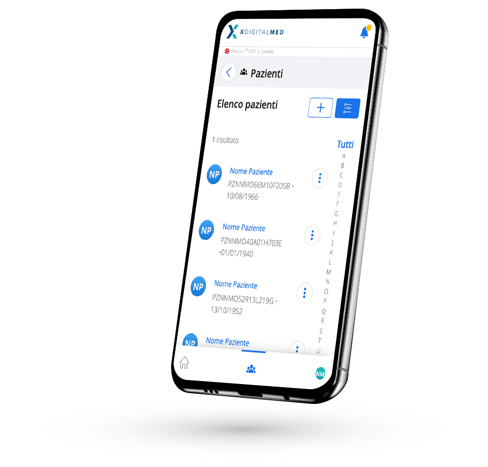 Immagine che mostra la navigazione da cellulare su XDigitalMed